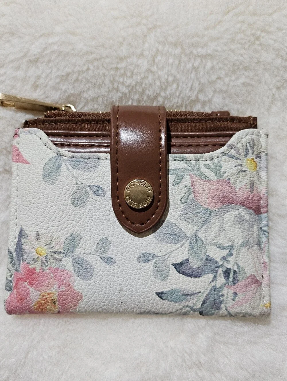 Fiorelli Floral Card Wallet Set in White & Brown